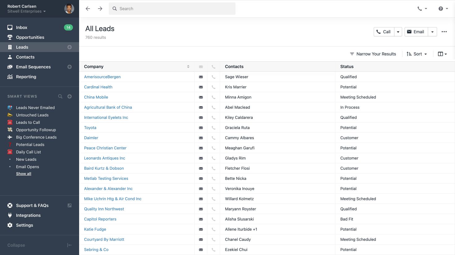 Screenshot of app Close.com